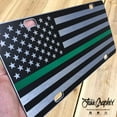 thumbnail image 7 of JASS GRAPHIX American Flag License Plate Matte Black on 1/8" Black Aluminum Composite Heavy Duty Tactical Patriot USA Car Tag (Brushed w Green), 7 of 7