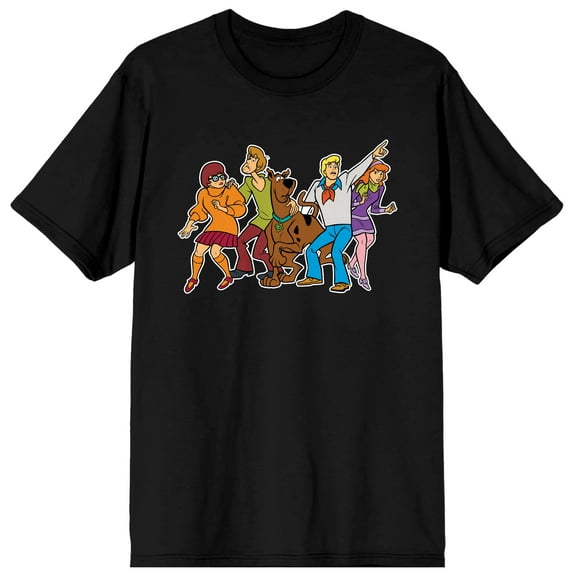 Scooby Doo Classic Cartoon Characters Group Men's Black Graphic Tee-M