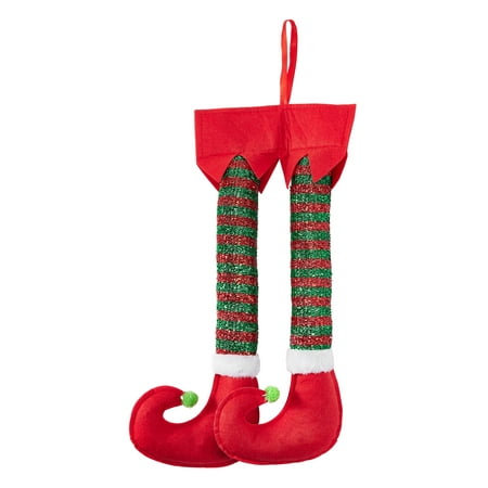 Sprifallbaby Cute Christmas Plush Doll Pendant, Stripe Print Elf Leg Christmas Tree Hanging Stuffed Pants Decoration