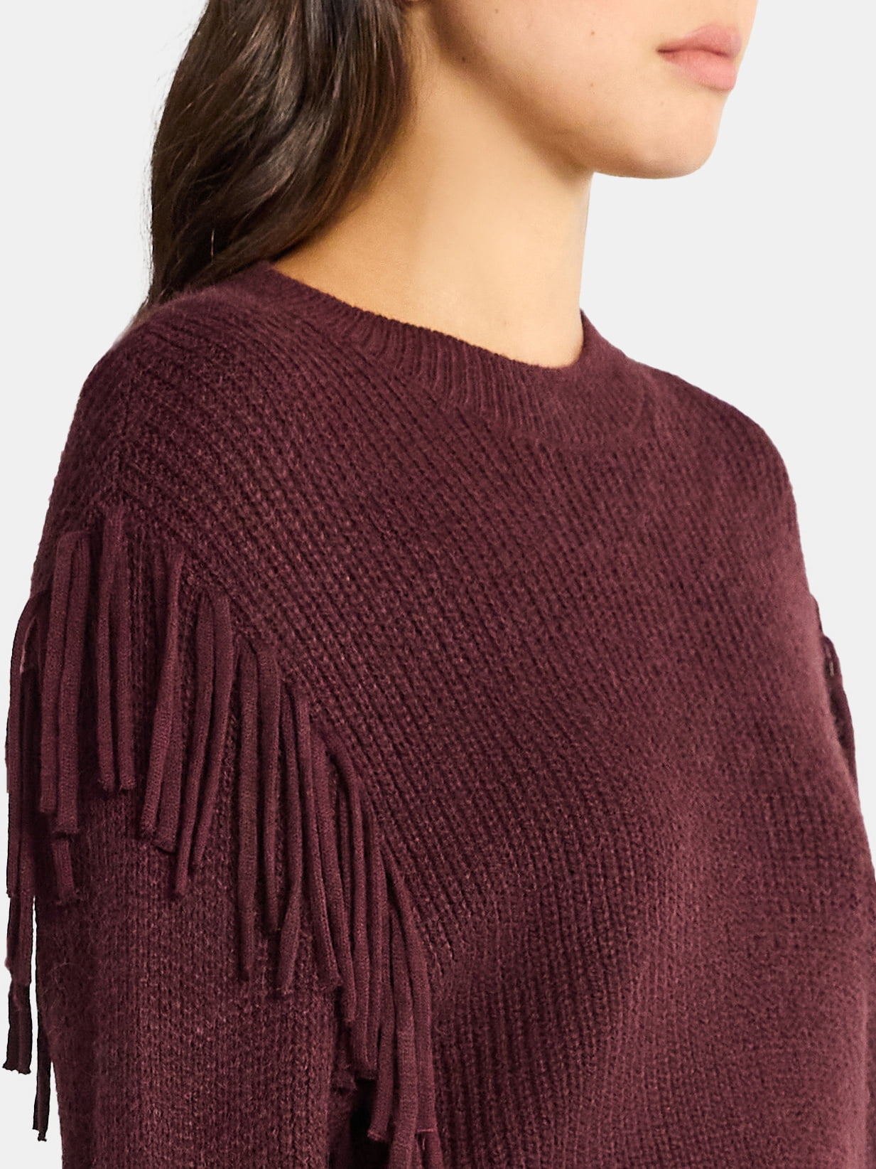 Time and Tru Women's Fringe Pullover Sweater, Midweight, Sizes XS-XXXL