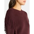 thumbnail image 4 of Time and Tru Women's Fringe Pullover Sweater, Midweight, Sizes XS-XXXL, 4 of 5