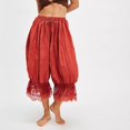 thumbnail image 2 of Charmgo Womens Flowy Pants Women Ruffle Hem Capris Lace Trim Pantaloons Lingerie Pants Slip Dress Hollow Lace Home Clothes for Women High Waisted Wide Leg Pants Woman Palazzo Pants for Women Red L, 2 of 8