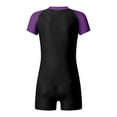 thumbnail image 2 of YONGHS Kids Girls Short Sleeve Zipper One Piece Swimsuit Beach Bathing Suit Swimming Training Jumpsuit Purple-B 6, 2 of 5