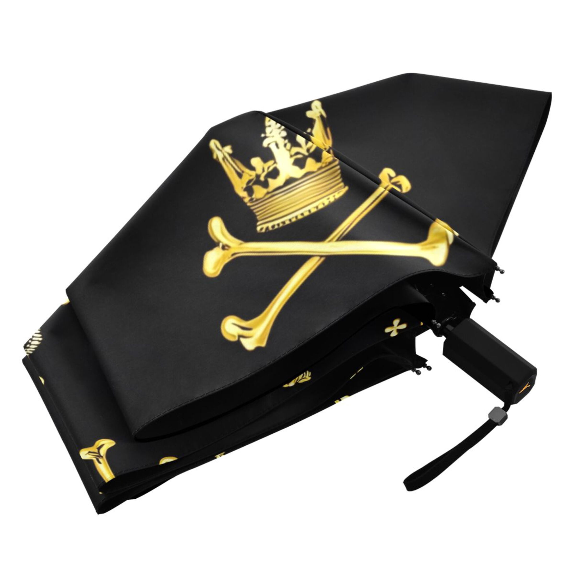 ALAZA Gold Skull UPF 50+ Compact Folding Umbrella for Rain Travel Umbrella Packable