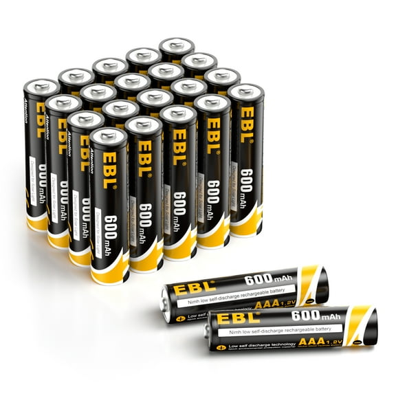 EBL Rechargeable AAA Batteries 600mAh General Purpose Battery for Solar Garden Light Toys, 22 Count