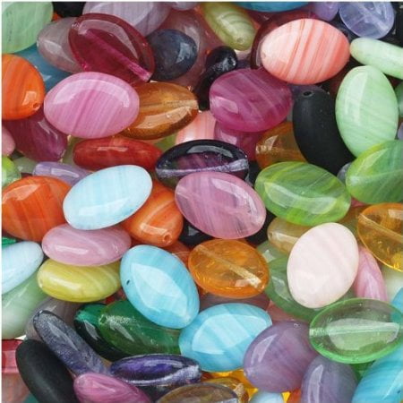 Czech Glass Oval Beads in Assorted Colors & Sizes