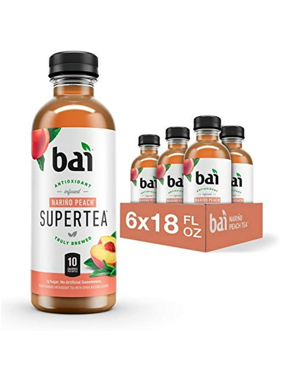 Bai Iced Tea, Narino Peach, Antioxidant Infused Supertea, Crafted With Real Tea (Black Tea, White Tea), 18 Fl Oz (Pack Of 6)