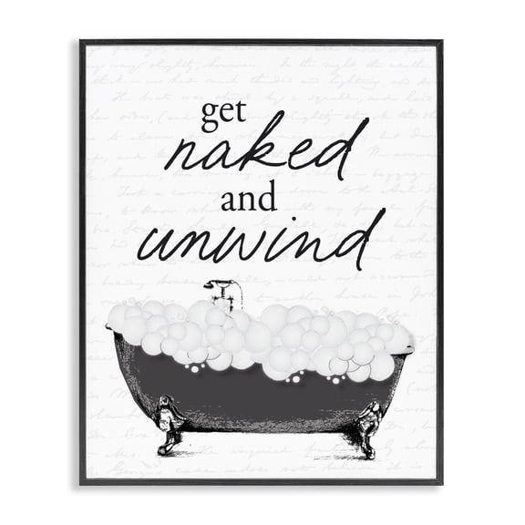 Unwind Bubble Bath Black Framed Giclee Art, design by Lettered and Lined