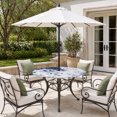 thumbnail image 4 of Round Outdoor Tablecloth with Umbrella Hole and Zipper, Blue Floral Art Fitted Table Cover with Elastic Edge for 55-60 Inch, Watercolor Botanical Spring Flowers Waterproof Patio Tablecoths for Picnic, 4 of 9