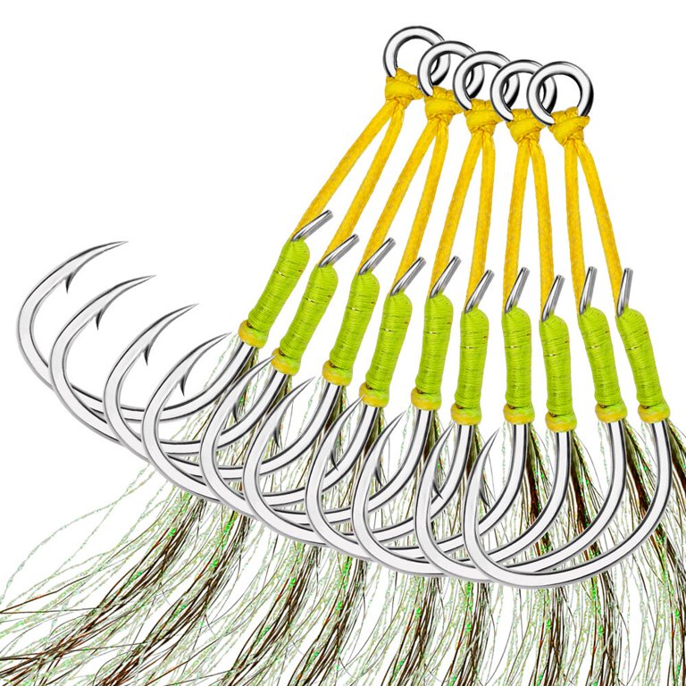 10Pc/lot Assist Hooks Iron plate double Jigging Hook Saltwater Fishing Hook  Tuna