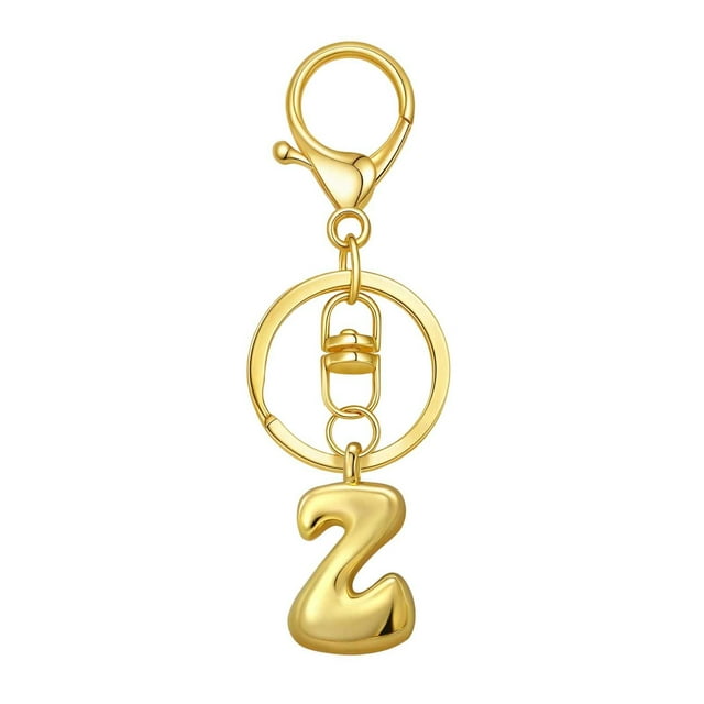 Hearth & Gear Custom Letter Keychain Key Ring For Initial Charm With Sturdy Metal Loop And Easy To Find Design For And Luggage
