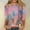 #342-Multicolor, variant on Craaazy Christmas Shirts for Women Shiny Colorful Christmas Print 3/4 Sleeve Round Neck Top Gifts