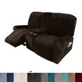 thumbnail image 2 of Housse de Causeuse Inclinable 2024 avec Housse pour Console Centrale, Housse Extensible en Velours 8 Pcs pour Canapé Inclinable 2 Places, Bleu Paon, 2 of 10