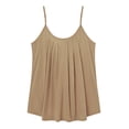 thumbnail image 2 of Huowey Summer Casual Tank Top For Women Spaghetti Strap Solid Color Pleated Ruffle Crewneck Loose Fit Comfort Oversized Lightweight Breathable Flowy Dressy Cami Blouse,Khaki,XXXXXXL, 2 of 4
