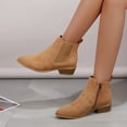 thumbnail image 6 of Zshosam Women Cowboy Western Stitched Ankle Boots Pointed Toe Short Low Block Heel Booties(Khaki,39), 6 of 9