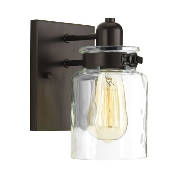 Calhoun Collection One-Light Antique Bronze Clear Glass Farmhouse Bath Vanity Light