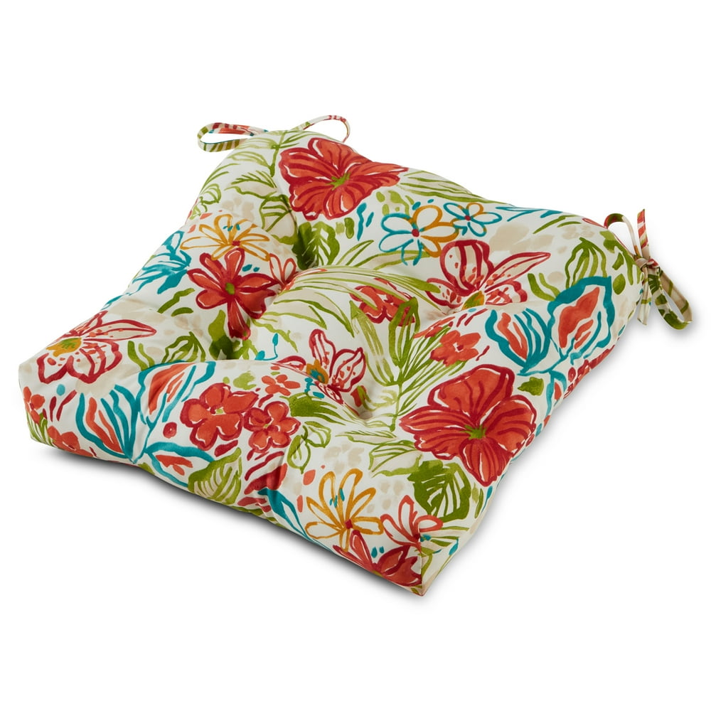 Breeze Floral 20 in. Square Plush Outdoor Chair Cushion