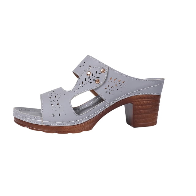 Sandalias de la Boca Del Pez Del Tacón Del Bloque Brillante de las Zapatillas de Verano de las Mujeres, Zapatos de la Correa Del Tobillo Del Tacón Grueso Del Cuero de Patente