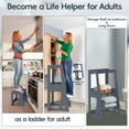 thumbnail image 4 of Toddler Learning Tower, Kitchen Toddler Step Stool Standing Tower with Whiteboard 2 in 1 Convertible Table and Chair, Removable Safety Rail, Widened Platforms for Kitchen Counter Bathroom Sink, 4 of 8