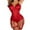 Red, variant on Women Lingerie Set Mesh Bodysuit Open Crotch Solid Color Adjustable Straps Lace Bow Romantic Nights Comfortable Stretchy Polyester Wear