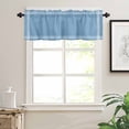 thumbnail image 5 of Dusty Blue Kitchen Curtains Valance and Tier Set Solid Color Rod Pocket Short Curtains for Small Window 3 Pieces Set for Bedroom Bathroom Cafe (54" x 18"+27" x 24"), 5 of 7