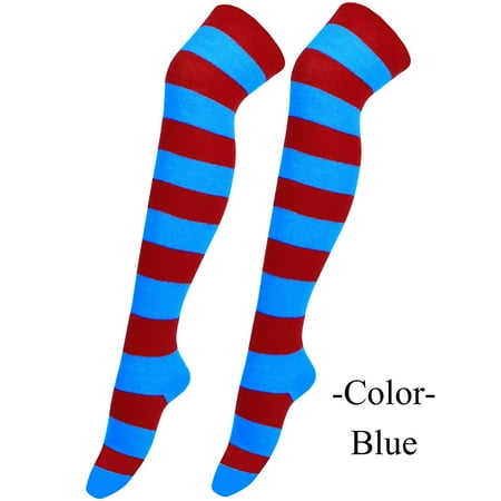 

ZMHEGW Womens Socks 1 Pair Christmas High Long Stockings Over Knee Christmas Party s Knee High Long Striped Stocking Stockings