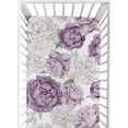 thumbnail image 2 of Sweet Jojo Designs Peony Floral Garden Purple Ivory and Green Fitted Crib Sheets 2 Piece Set, 2 of 6