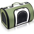 thumbnail image 1 of Cage pour Chat, Pliable et Respirante avec Sangles Réglables, Cage pour Chat Approuvée par les Compagnies Aériennes avec Doublure en Polaire Lavable, Fond Imperméable, Vert+blanc, 41*25*26cm, 1 of 6