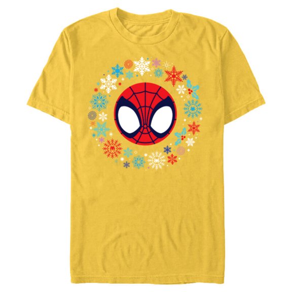Marvel Spidey and His Amazing Friends Christmas Wreath - Short Sleeve Blended T-Shirt for Adults - Customized-Yellow