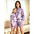 thumbnail image 5 of PARKE Matching Mother-Daughter Sweatshirt Set – Casual Embroidered-Letter Sweatshirt and Shorts, 5 of 6