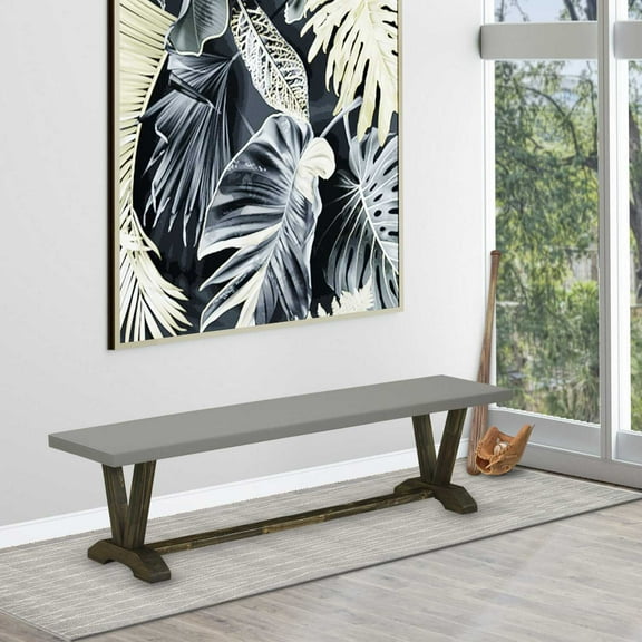 East West Furniture X696SI648-7 7-Piece Kitchen Dining Set- 6 Upholstered Dining Chairs with Coffee Linen Fabric Seat and Button Tufted Chair Back - Rectangular Table Top & Wooden Cross Legs - Cement