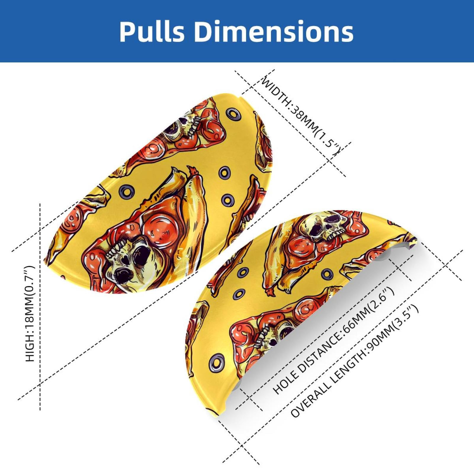 PhooArto 6 Pcs Cup Drawer Pulls, Skull Pizza Pattern Shell Shape Handles Cabinet Knobs for Dresser Cupboard Closet Wardrobe with Screws
