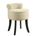 thumbnail image 3 of Inspired Home Bardot Linen Vanity Stool Nailhead Trim Roll Back Bedroom, Beige, 3 of 9