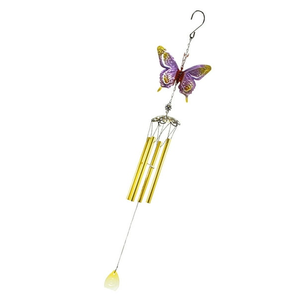 Campanas de viento de metal con forma de mariposa de 75 cm grandes para colgar Oro