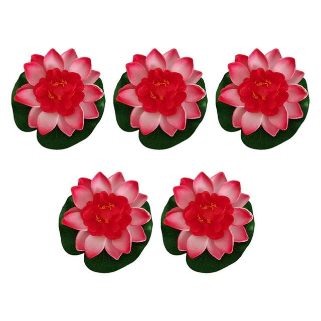 Youkk 5x Realistic Float Foam Lotuses Wide Application Easy To Clean Eco-friendly peach red 1Set