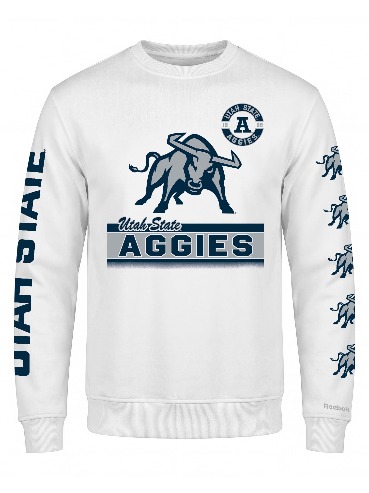 Utah State Aggies Reebok Mens White Crew Sweatshirt