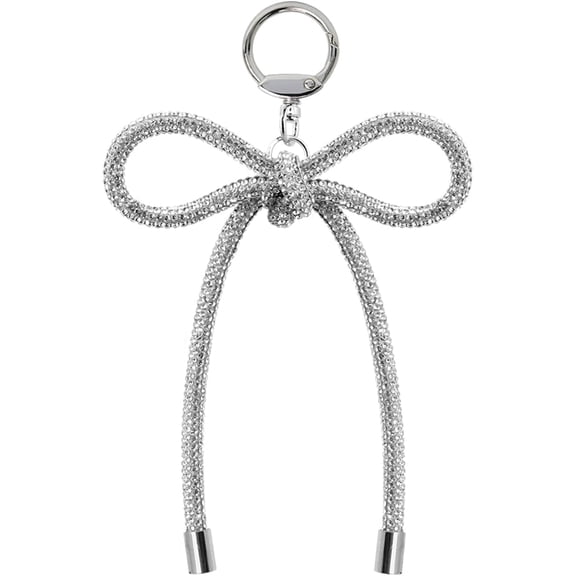 Silver Bow Keychain Accessories Rhinestone Bow Key Chains Women Cute Ribbon Bowknot Pendant Bag Charms For Handbags Aesthetic Purse Charms Crystal Bow Keychains Y2K Bag Charm Phone Charm Key Ring