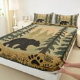 thumbnail image 3 of Feelyou Rustic Bear Wildlife Bed Sheets for Men, Jungle Tree Plant Botanical King Sheets, Western Wildlife Sheet Set, Ultra Soft Bedroom Decor, 4pcs, 3 of 7