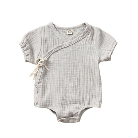 

Pudcoco Summer Newborn Romper Cotton Linen Bodysuit Clothes Outfits 0-18M