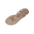 thumbnail image 2 of YgkuHd Women's Casual Bohemian Flat Sandals Thong Style Crisscross Woven Straps Openwork Metal Buckle Khaki,5.5, 2 of 8