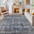 thumbnail image 2 of 10x13 Washable Vintage Area Rug Stain Resistant Non-Slip Large Indoor Carpet Non Shedding Soft Low-Pile Carpet Foldable Distressed Retro Floor Mat for Bedroom Living Room Denim, 2 of 8