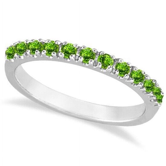 Green Peridot Stackable Eternity Band Statement Ring Guard 925 Sterling Silver Gemstone Jewelry For Women Gift