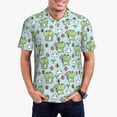 thumbnail image 3 of Balery Cute Floral Frog Printed Men’s Short Sleeve Polo Shirt, Midweight Men's Shirt,Golf Polo shirts -Medium, 3 of 9