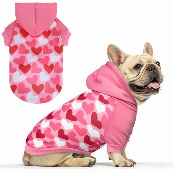 Dog Hoodie,Soft and Warm Dog Sweater,Winter Autumn Fleece Sweatshirt with Cute Heart Pattern,Pet Clothes Outfits for Puppy,Cat, Small Medium Large Dogs