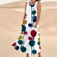 thumbnail image 2 of Dresses for Women Loose Casual Floral Printed Maxi Long Dress Plus Size Sleeveless Round Neck Dresses with Wide Pocket Summer Beach Boho Tank Dress Tshirt Dresses for Ladies, 2 of 5