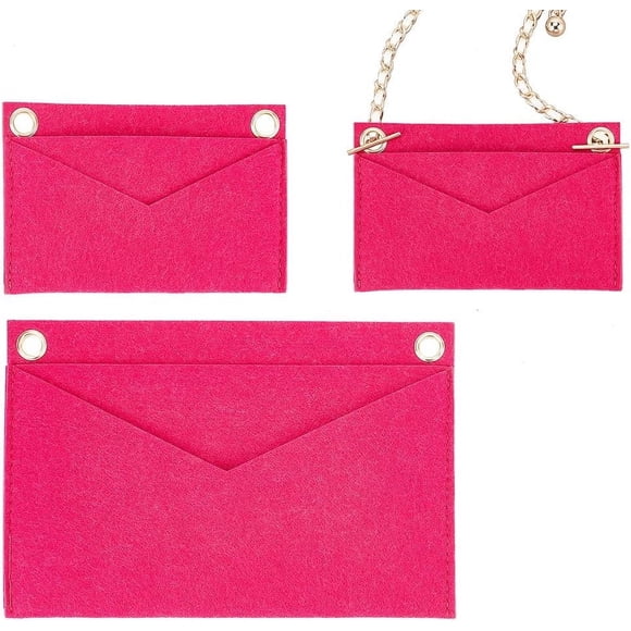 2 Sizes Purse Felt Organizer Insert Women Pochette Conversion Wallet Insert Liner with Eyelets Multi-Pocket Envelope Bag Inside Organization Accessories (No Chain) for Kirigami Rose Red