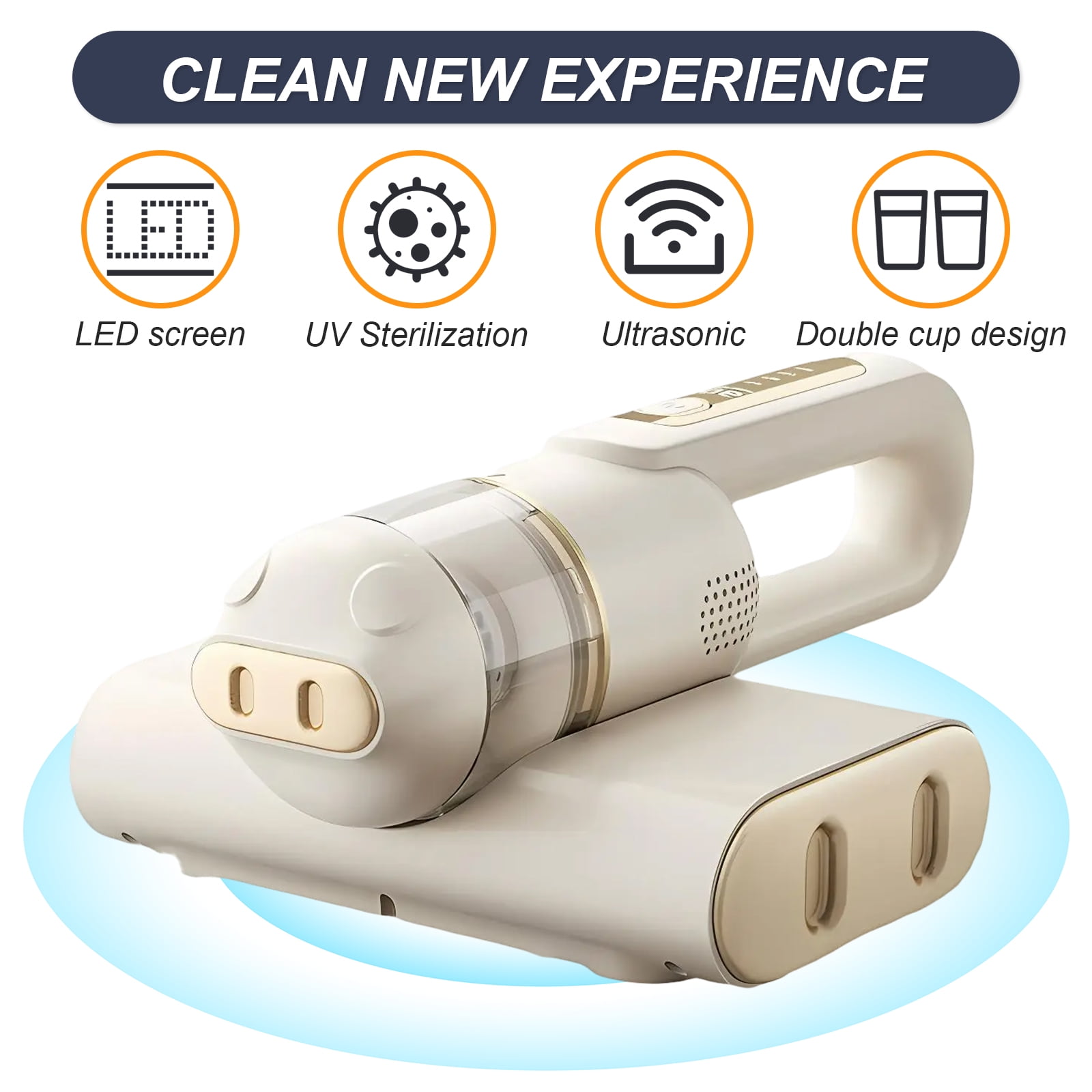 DERCLIVE Mattress Vacuum,Cordless Bed Vacuum Cleaner with UV-C Light, HEPA Filter Handheld Vacuum Cordless Bed Cleaner for Bed Sofa Pillows