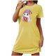 thumbnail image 1 of Camisón corto de talla grande para mujer, camisón de manga corta con estampado de pecho a la moda, camisón para mujer, 1 of 3