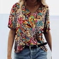 thumbnail image 2 of Ichuanyi Women's Fashion Novelty Graphic Printed Blouse Summer Short Sleeve Crew-Neck T-Shirt Casual Tee Tops, 2 of 4