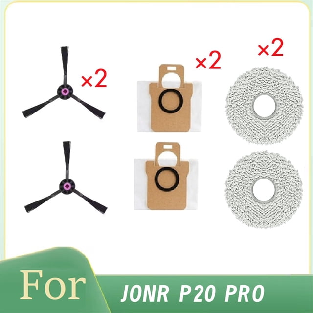 6 Piezas de Repuesto para Aspiradora Robot Autovaciante P20 Pro, Cepillo Lateral, Bolsa de Polvo y Trapo.
